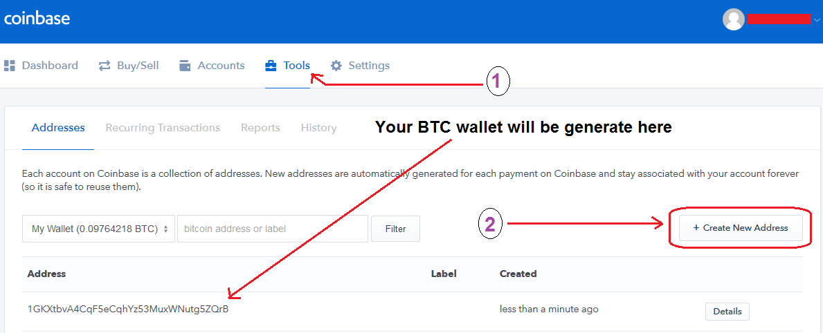 how to generate new wallet address coinbase