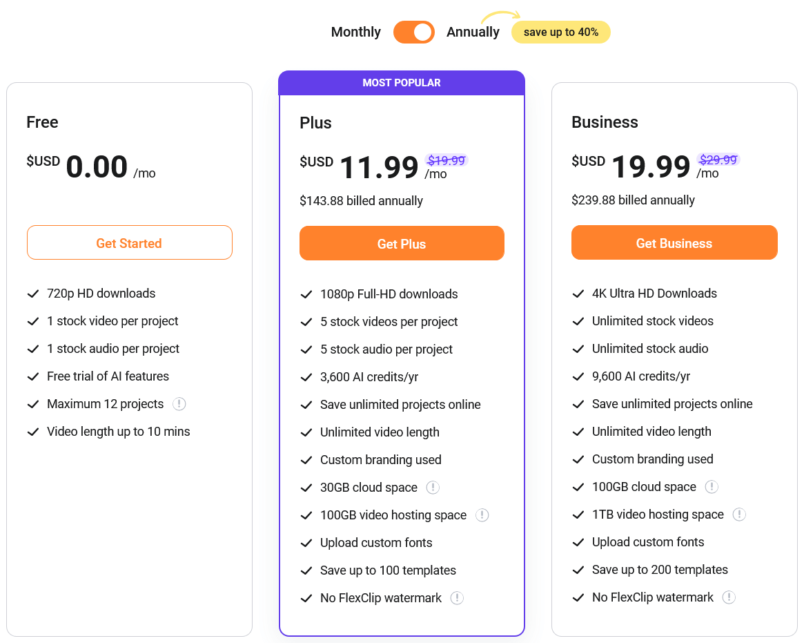 FlexClip Pricing